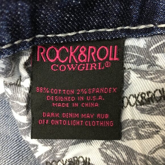 Rock & Roll Cowgirl Jeans Bootcut Mid Rise Aztec Western Leg Stripes 28 x 34 - Picture 3 of 9